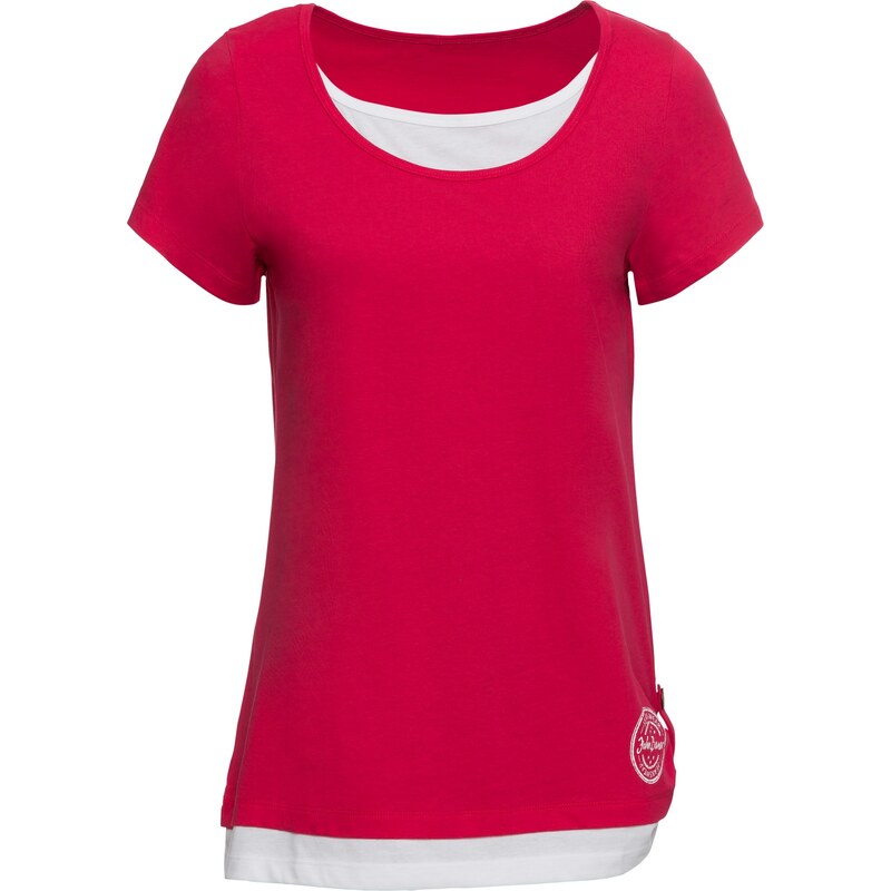 John Baner JEANSWEAR Kurzarm-Shirt in Doppeloptik in rot für Damen von bonprix