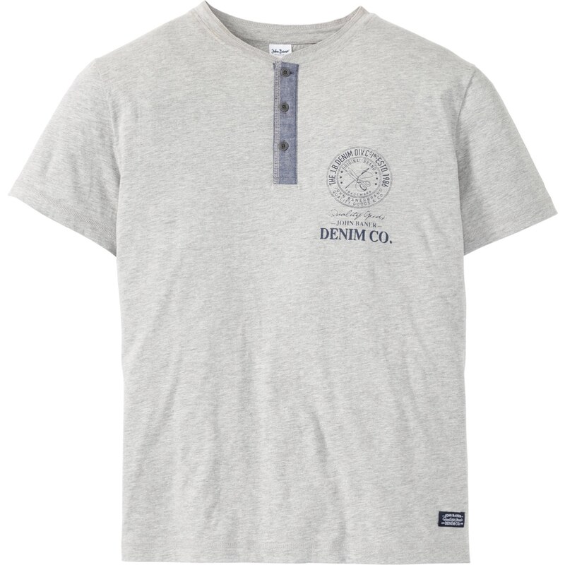 John Baner JEANSWEAR T-Shirt mit Knopfleiste kurzer Arm in grau für Herren von bonprix