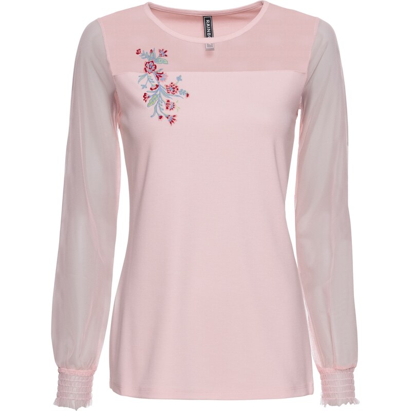 RAINBOW Shirt mit Netz-Ärmeln langarm in rosa für Damen von bonprix