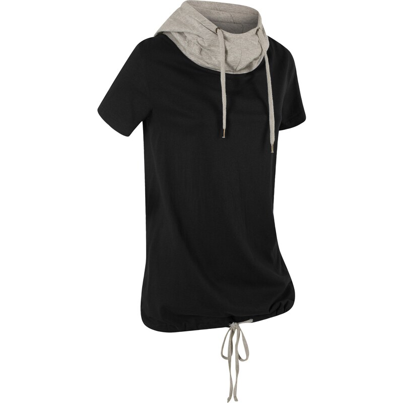 bpc bonprix collection Kurzarm-T-Shirt mit Bindefunktion in schwarz für Damen von bonprix