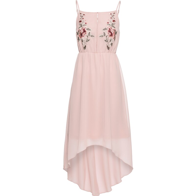 BODYFLIRT Kleid mit Blumenstickerei ohne Ärmel in rosa von bonprix