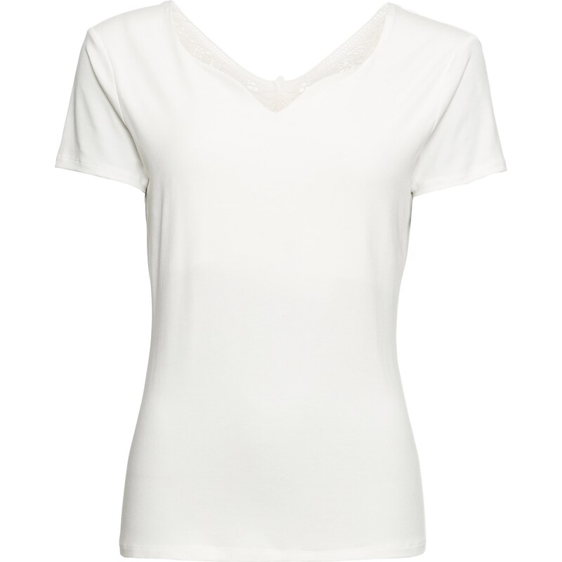 RAINBOW T-Shirt mit Spitze kurzer Arm in weiß für Damen von bonprix
