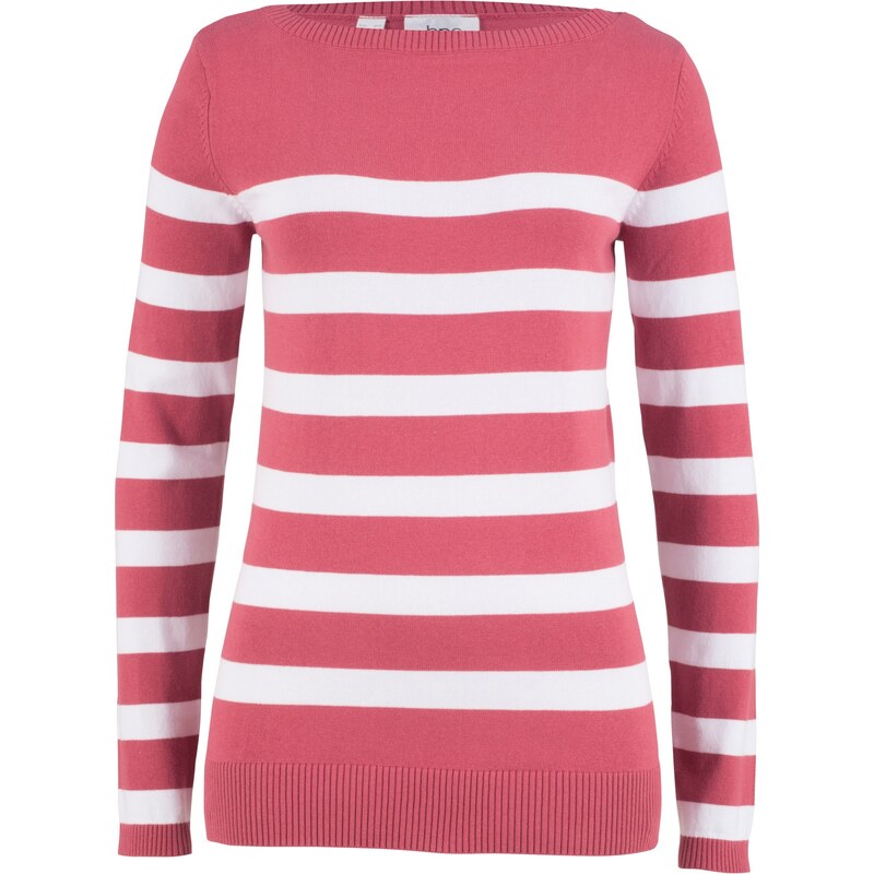bpc bonprix collection Langarm-Pullover mit U-Boot-Ausschnitt in pink für Damen von bonprix