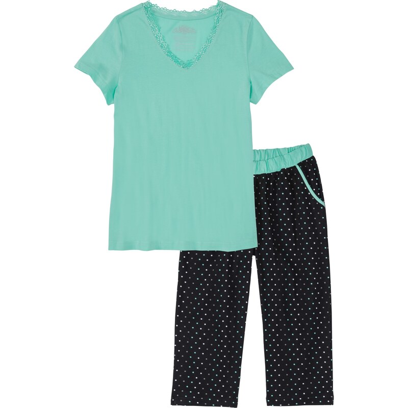 bpc bonprix collection Capri Pyjama kurzer Arm in grün für Damen von bonprix