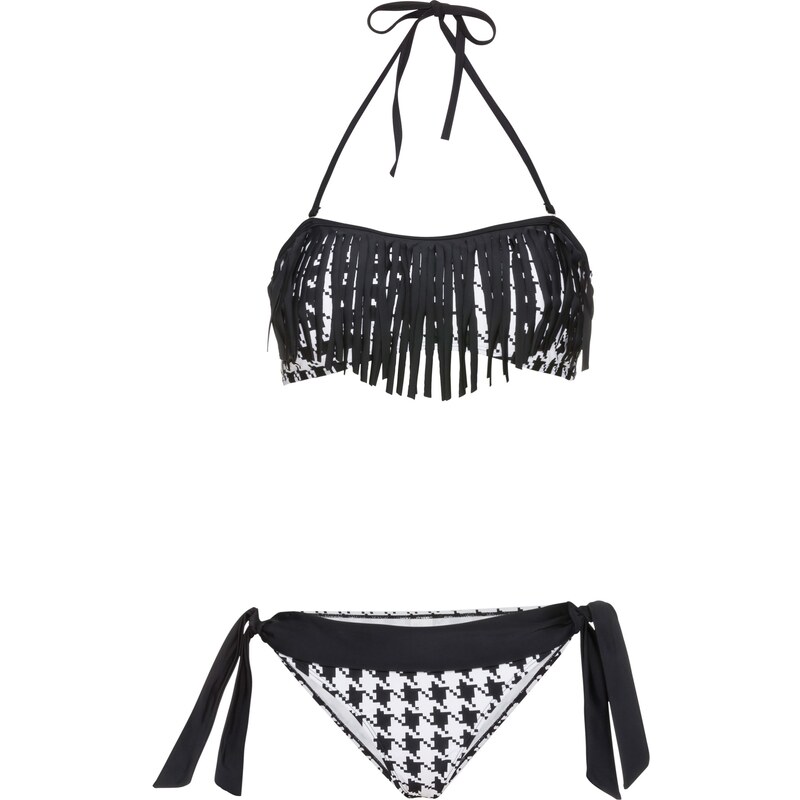 RAINBOW Bandeau Bikini mit Fransen (2-tlg. Set) in schwarz für Damen von bonprix