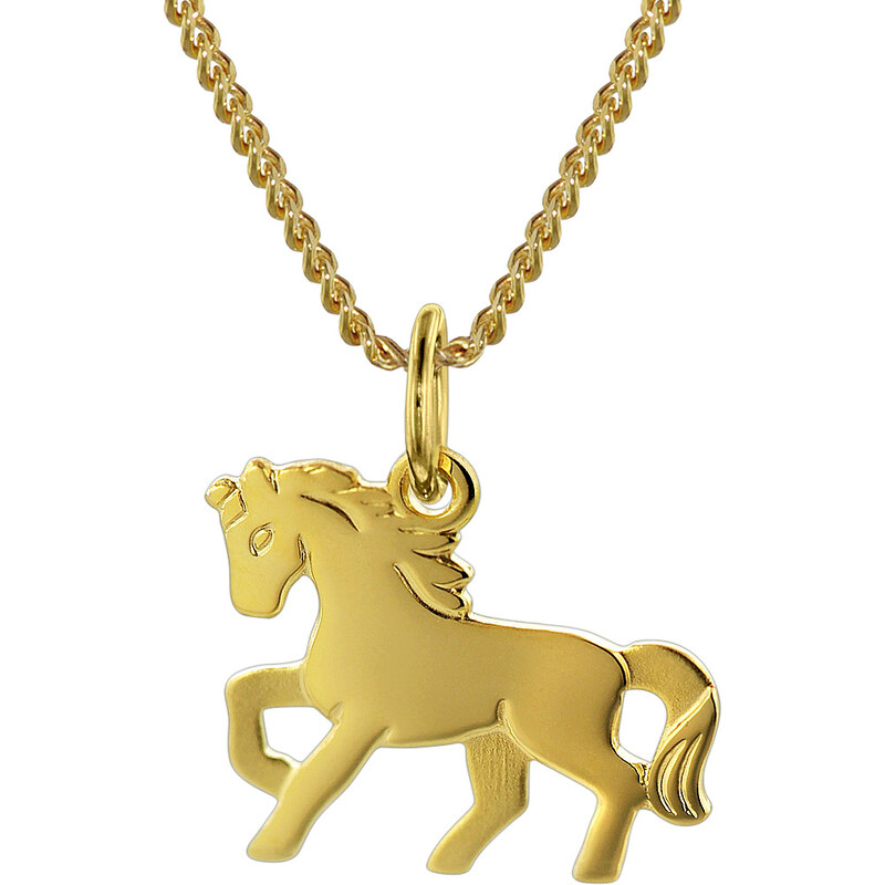 trendor Kinder Halskette mit Gold-Anhänger Pferd 35736