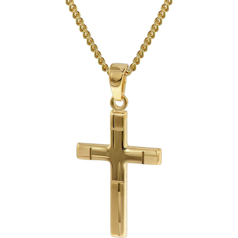 trendor Kreuz-Anhänger Gold 333 mit 42 cm goldplattierter Halskette 35751