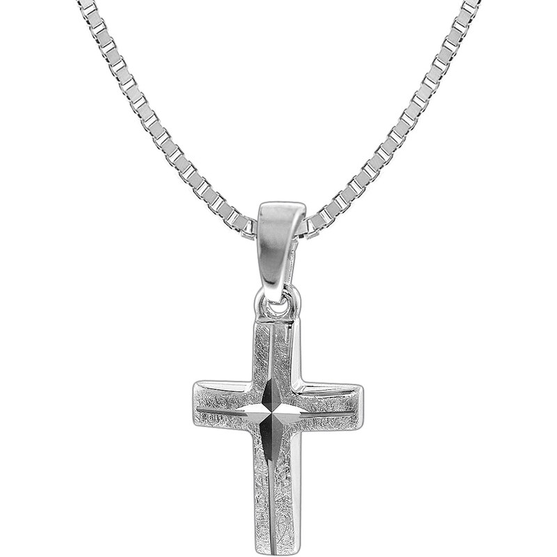 trendor Kinder-Halskette mit Kreuz-Anhänger Silber 925 35842