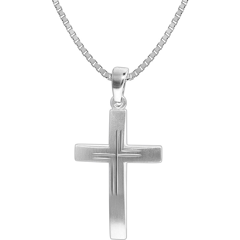 trendor Herren Silber-Halskette mit Kreuz-Anhänger 35850