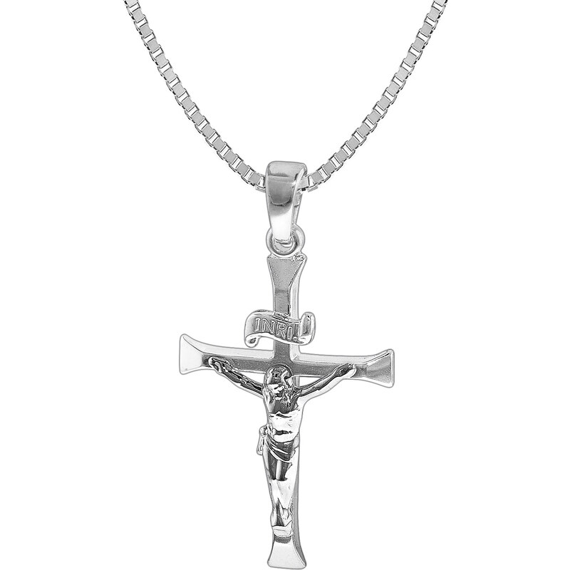 trendor Silber-Herrenkette mit Kreuz-Anhänger 35852