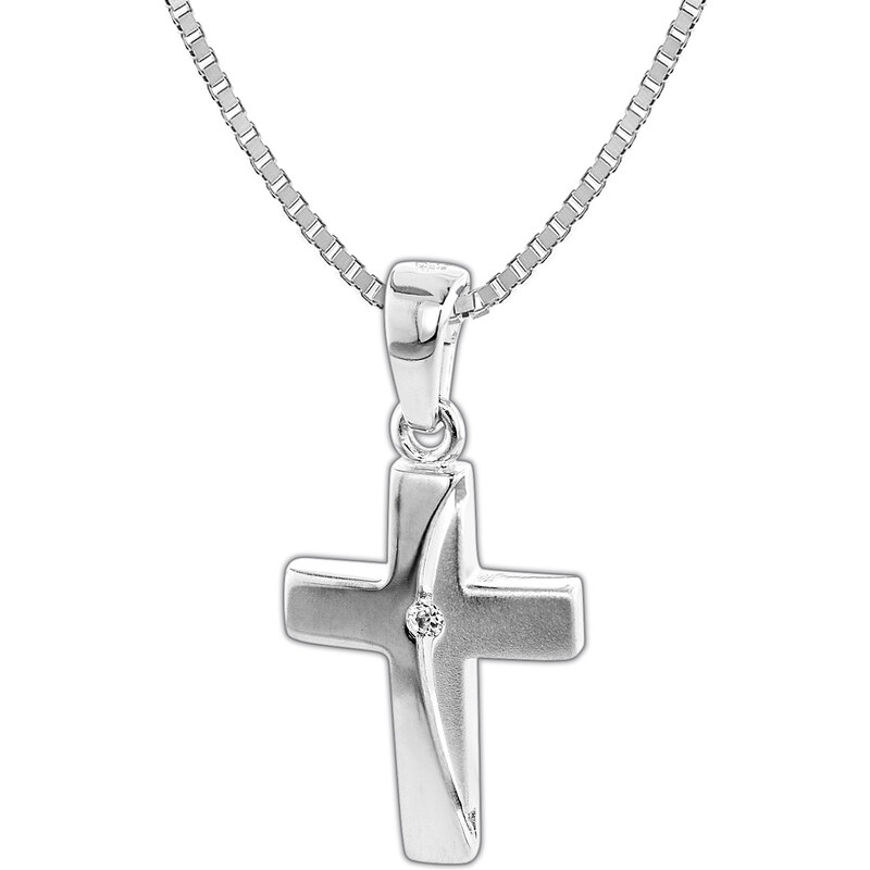 trendor Silber Halskette mit Kreuz-Anhänger 35841
