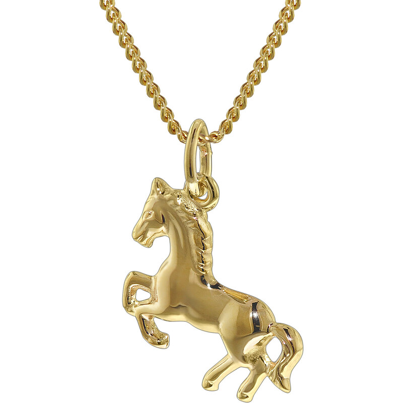 trendor Pferd Anhänger Gold 333 mit plattierter Kette für Mädchen 35808-40, 40 cm