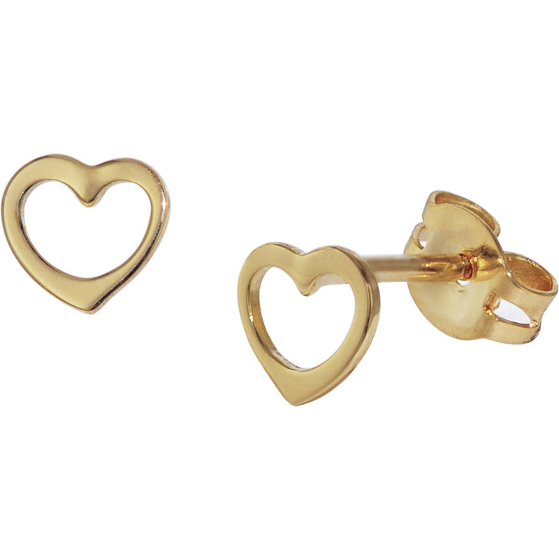 trendor Kinder-Ohrringe für Mädchen Gold 333 Offenes Herz 35818
