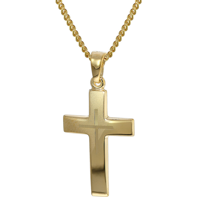 trendor Kreuz-Anhänger Gold 333 + goldplattierte Halskette 35790