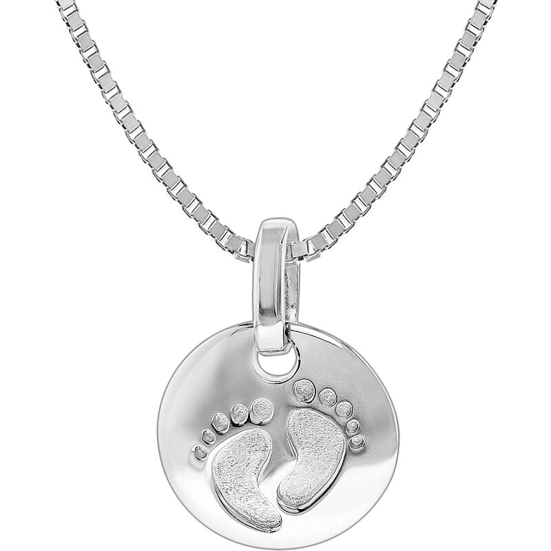 trendor Silber Halskette mit Anhänger Baby-Fußabdruck 35860