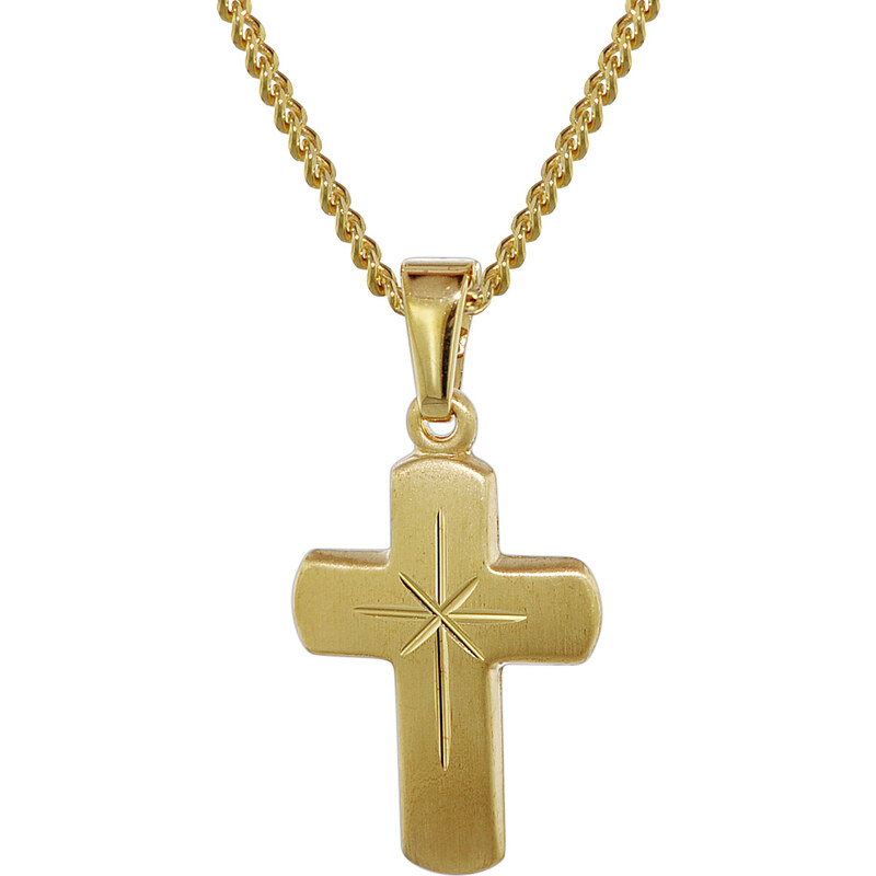 trendor Kreuz für Kinder Gold 333 mit goldplattierter Silberkette 48610