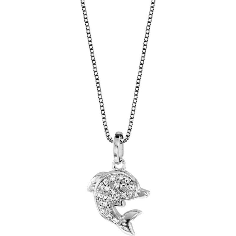 trendor Halskette für Frauen mit Delfin-Anhänger 925 Silber 48801