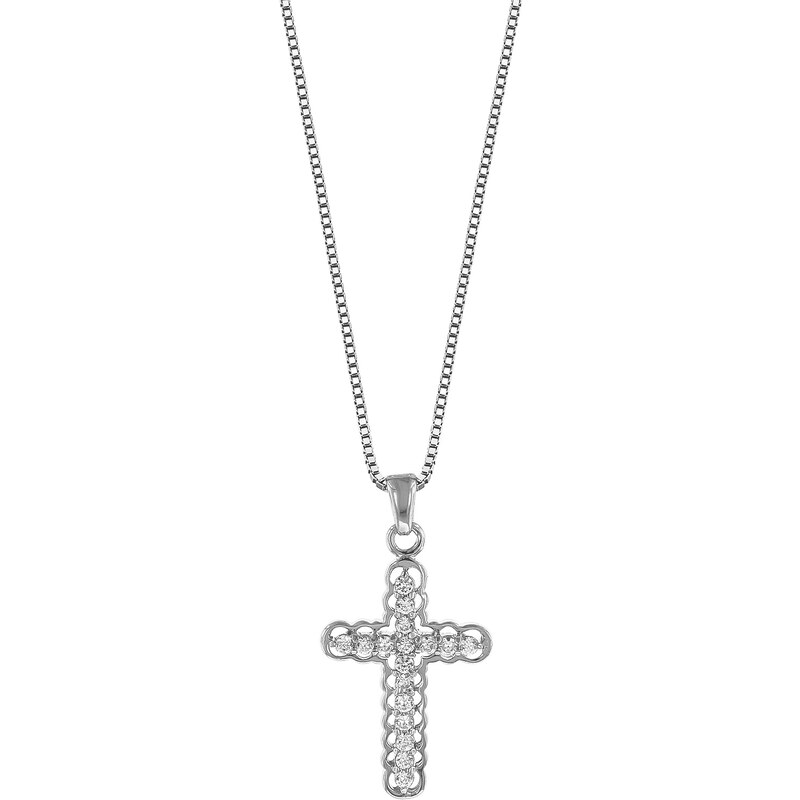 trendor Halskette mit Kreuz Silber 925 Zirkonia 35909
