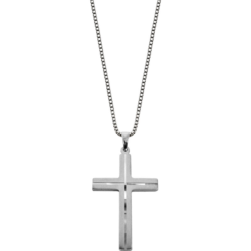 trendor Herren-Halskette mit Kreuz-Anhänger 925 Silber 63836