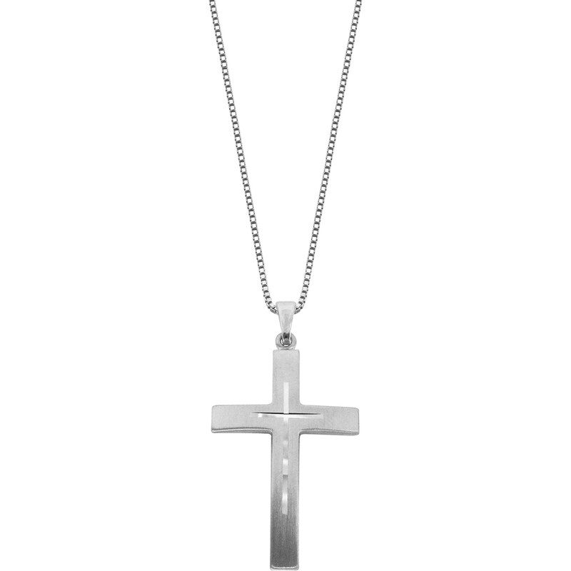 trendor Silber Kreuz mit Kette für Herren 50 cm 60705