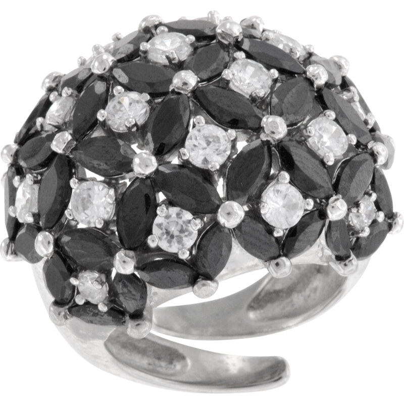 trendor Silber Ring Zirkonia schwarz/weiß 65892-52, 52/16,6