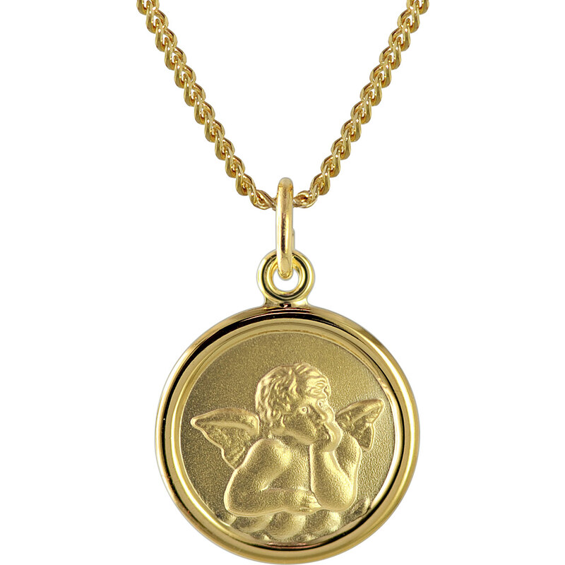 trendor Engel-Anhänger für Kinder Gold 333 an vergoldeter Silberkette 73426-38, 38 cm
