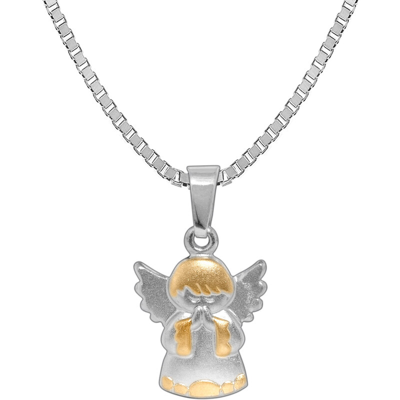 trendor Silber Halskette mit Engel-Anhänger Bicolor 72788