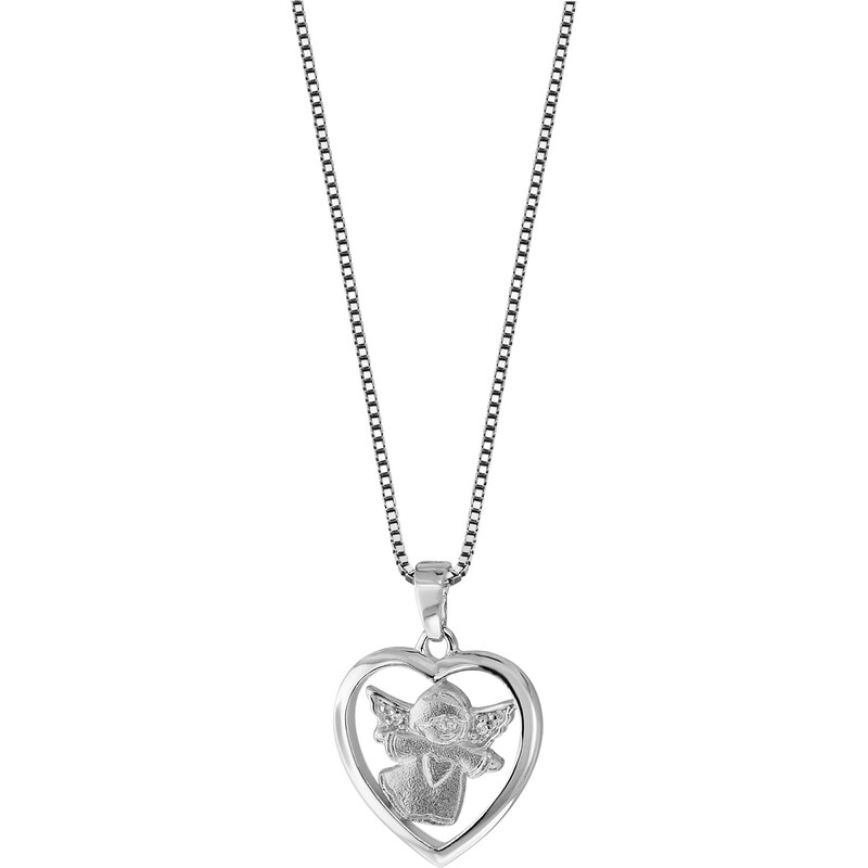 trendor Silber-Collier Herz mit Engel Anhänger Halskette 79046-38, 38 cm