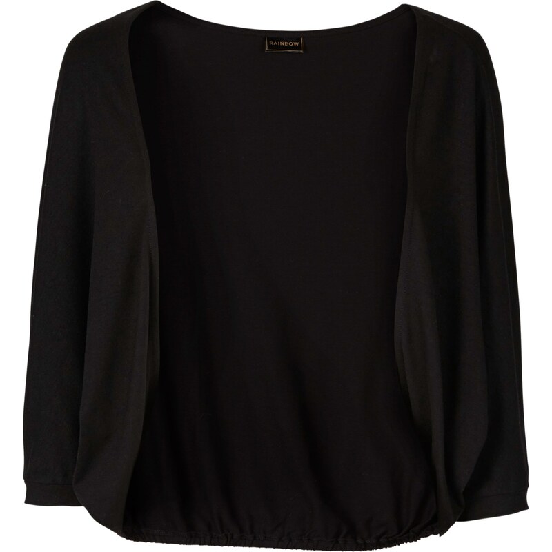 RAINBOW Shirtjacke in Bolero-Optik 3/4 Arm in schwarz für Damen von bonprix