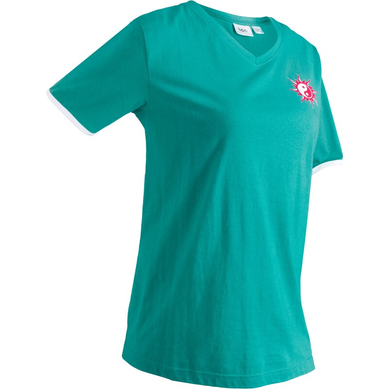 bpc bonprix collection Baumwoll-Shirt mit kurzen Ärmeln kurzer Arm in grün für Damen von bonprix
