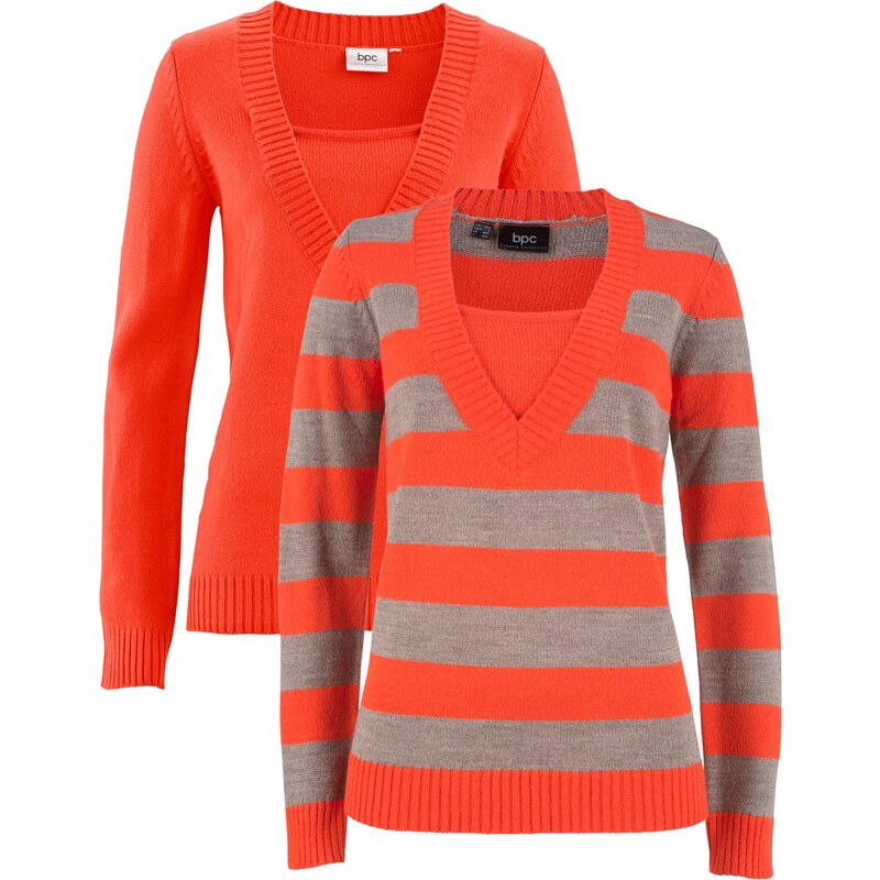 bpc bonprix collection Pullover im 2er-Pack langarm in orange für Damen von bonprix