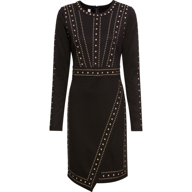BODYFLIRT boutique Kleid mit Nieten-Applikation langarm in schwarz von bonprix