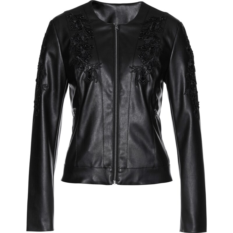 bpc selection premium Premium Lederimitat-Jacke mit Applikationen langarm schwarz Damen, bonprix