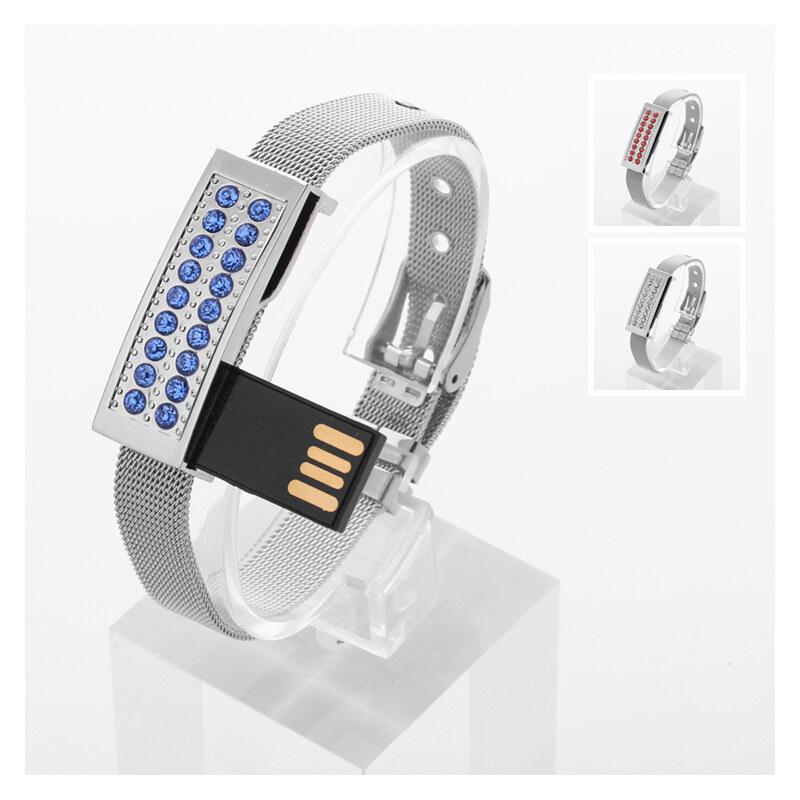 Bena USB-Armband mit Kristallen - Weiß - 16 GB