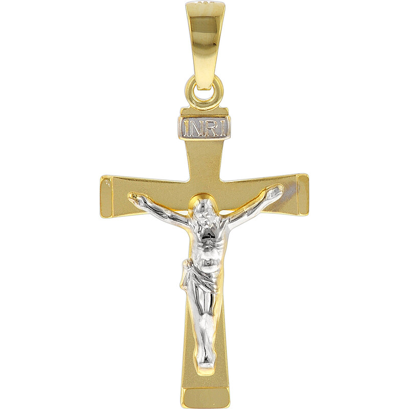 trendor Kruzifix-Anhänger für Herren 585 Gold Bicolor 29 mm 78803