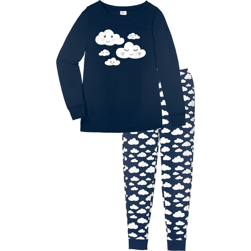RAINBOW Pyjama Bio-Baumwolle langarm in blau für Damen von bonprix