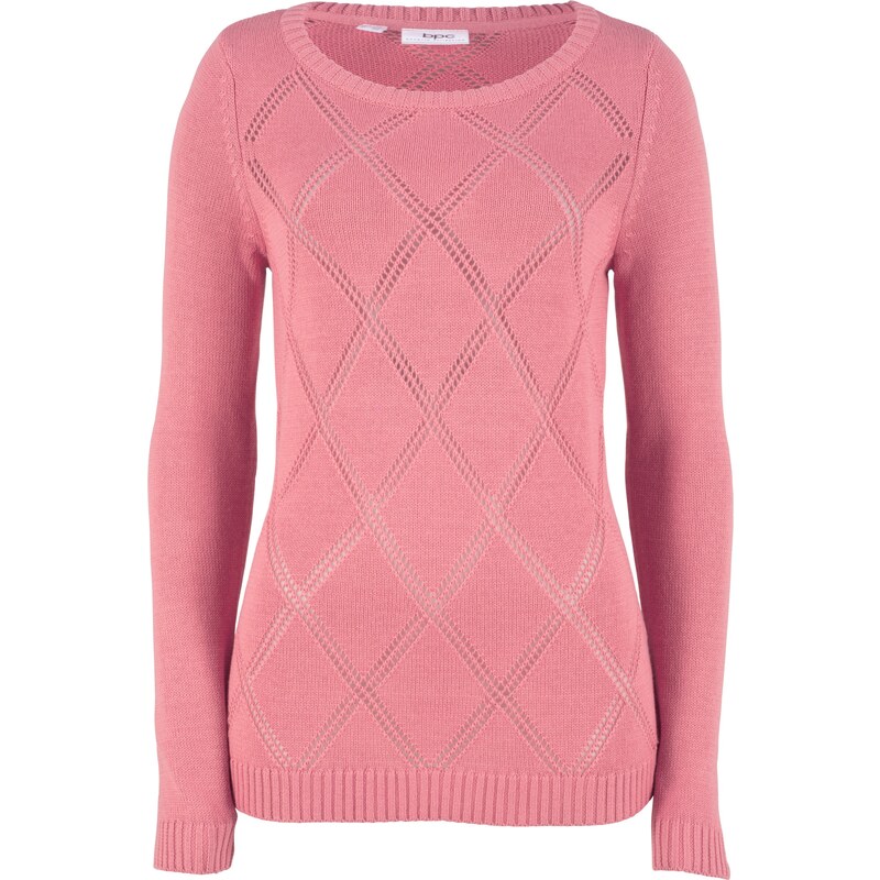bpc bonprix collection Pullover mit Ajour-Muster langarm in rosa für Damen von bonprix