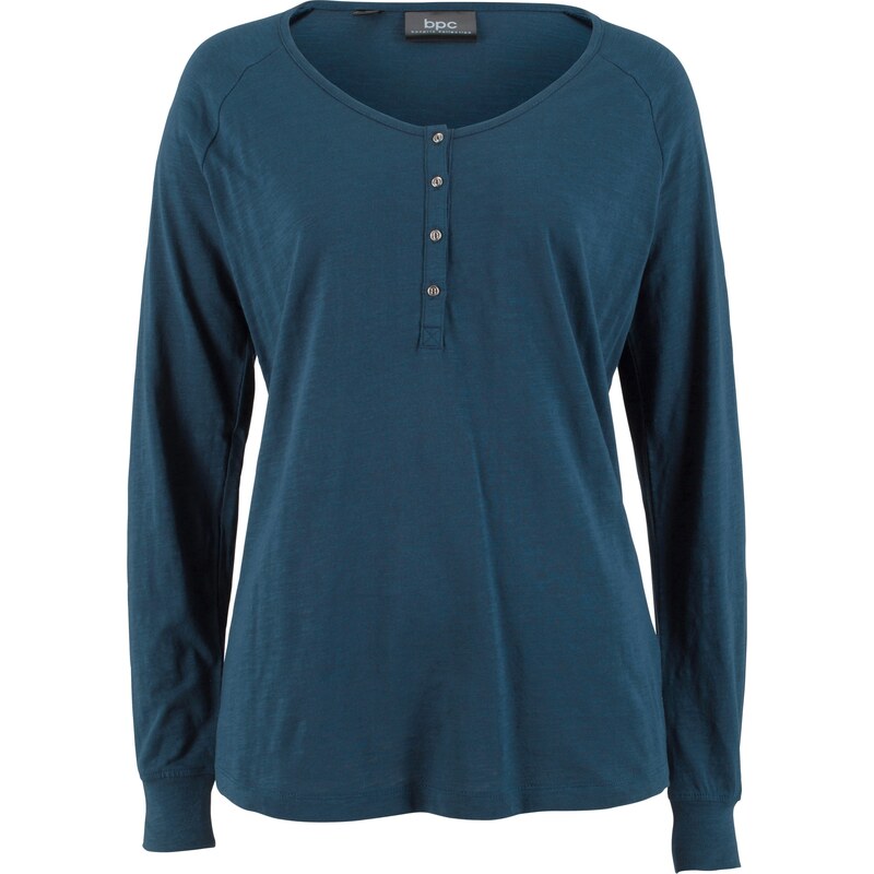 bpc bonprix collection Henleyshirt langarm in blau für Damen von bonprix