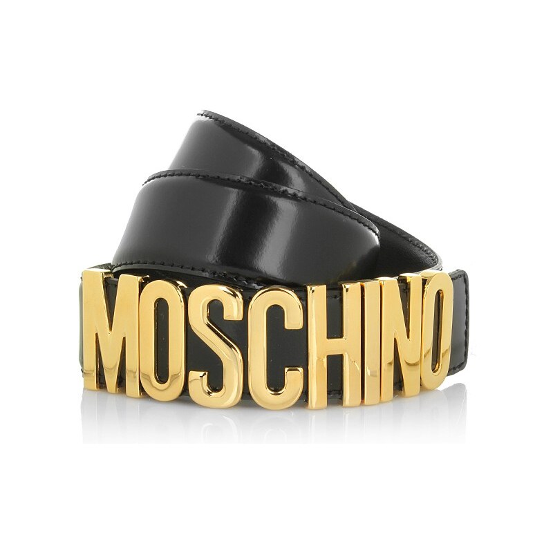 Moschino Logo Belt Gold Black Size 46 Accessoires