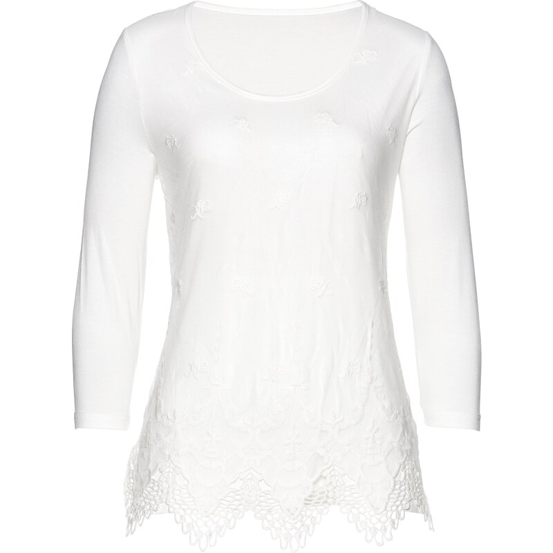 bpc selection premium Premium Shirt mit Spitze 3/4 Arm in weiß für Damen von bonprix