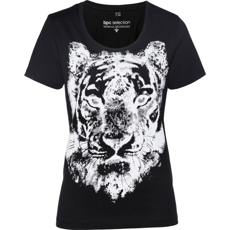 bpc selection Shirt mit Tigerdruck kurzer Arm schwarz Damen bonprix