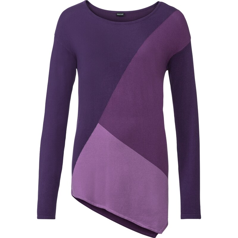 BODYFLIRT Pullover mit Farbkontrast langarm in lila für Damen von bonprix