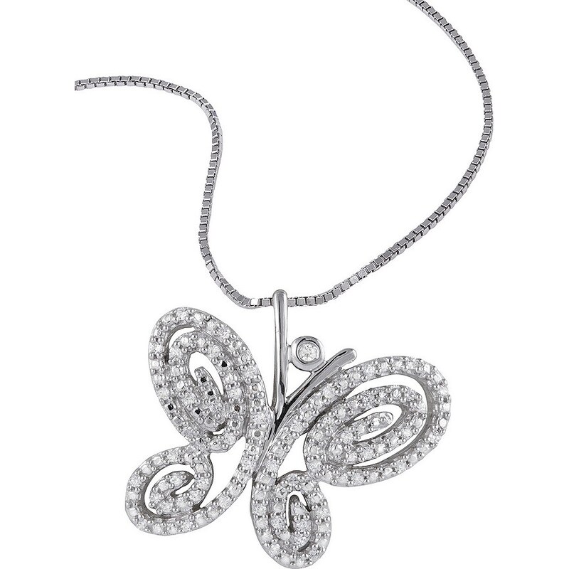 Vivance Jewels Halsschmuck: Halskette "Schmetterling" in Venezianerkettengliederung mit Diamanten