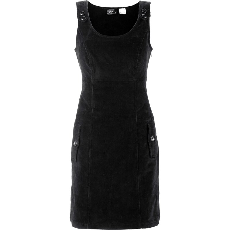 Cord-Stretch-Kleid mit Latzträgern ohne Ärmel schwarz Damen bonprix