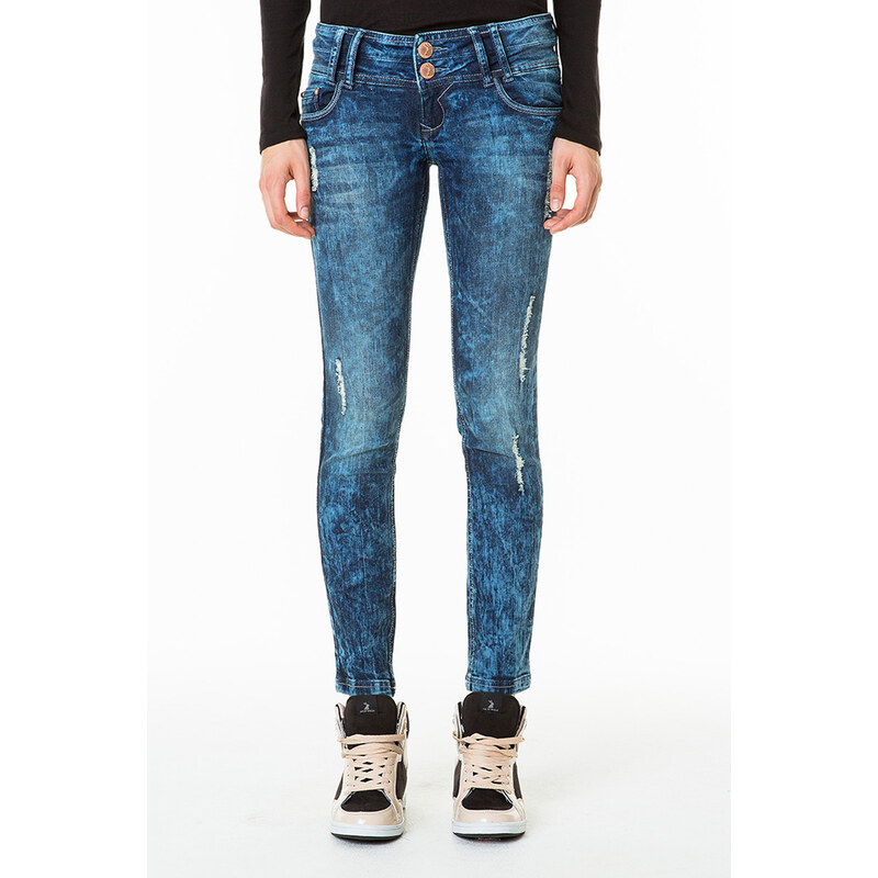 Tally Weijl Jeans mit breitem Gürtelschlaufen und Acid-Waschung