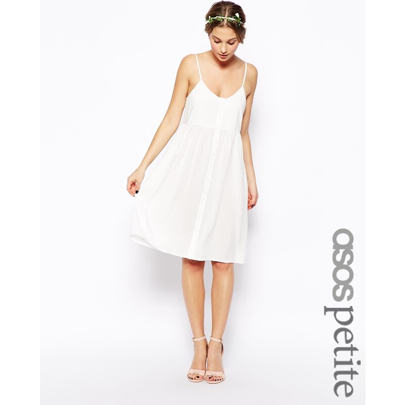 ASOS PETITE - Exklusives, ausgesteltes Kleid mit geknöpfter Vorderseite - Khaki 10,49 €