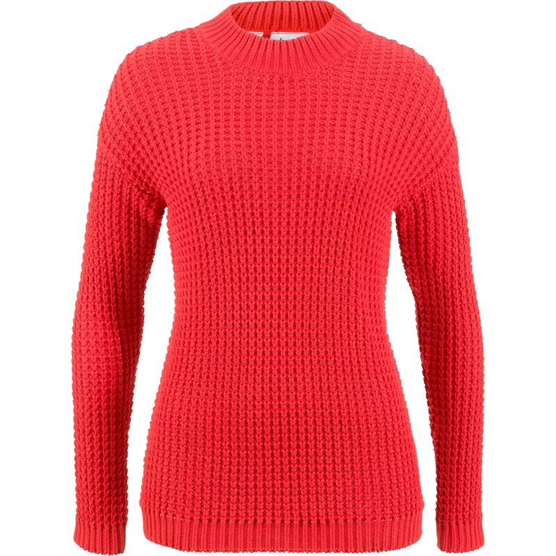 bpc bonprix collection Pullover mit Stehkragen und Struktur langarm in rot für Damen von bonprix