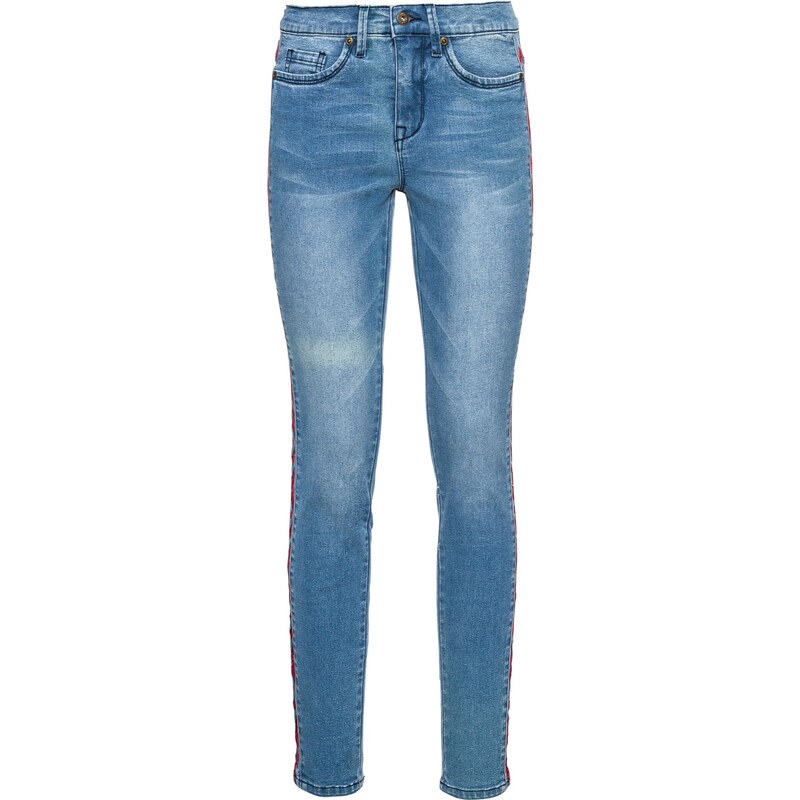 RAINBOW Skinny Jeans mit Ethno-Borte in blau für Damen von bonprix