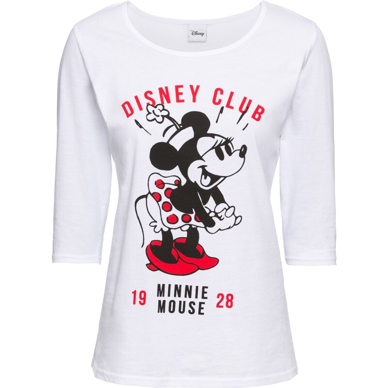 Disney Shirt mit Minnie Mouse Druck 3/4 Arm in weiß für Damen von bonprix