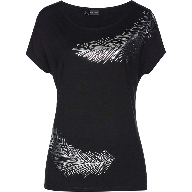 bpc selection premium Premium Shirt mit Swarovski Kristallen halber Arm in schwarz für Damen von bonprix
